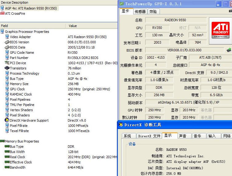 pcidv.com/ati 9550 ddr2 256m specification