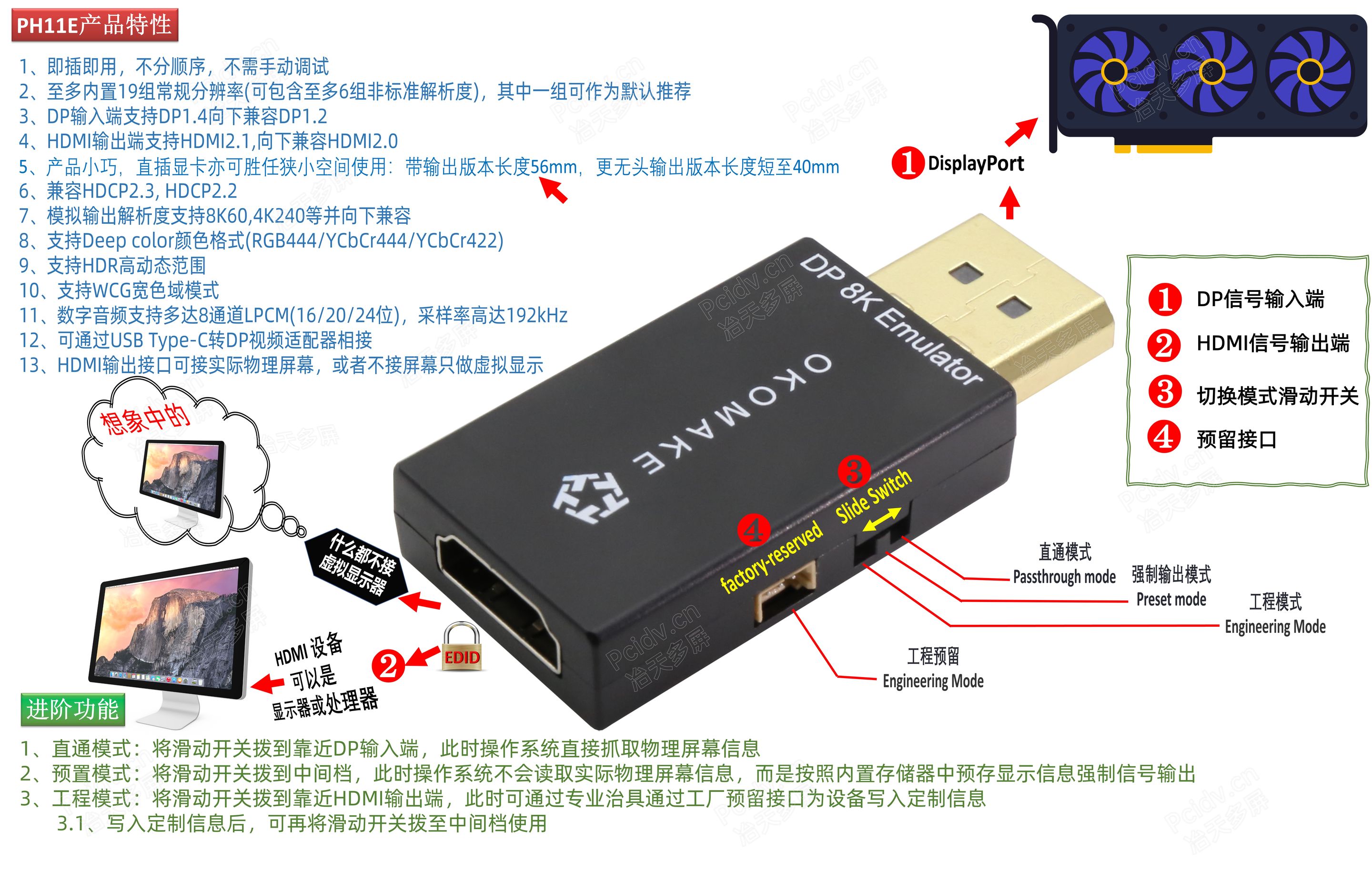 显卡DP接口锁屏宝锁屏器高级进阶功能说明